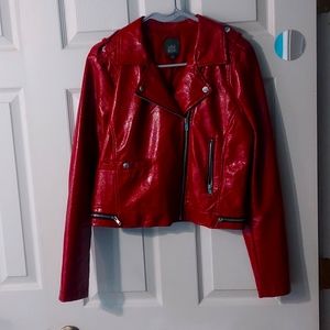 Faux leather red jacket